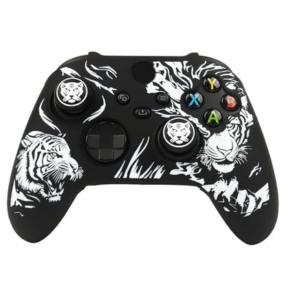 Tiger HeadController Skin Compatible with Xbox Series X Wireless Controller, RALAN Protector Case， Customised Thumb Grips Cap - color: Tiger Head black white