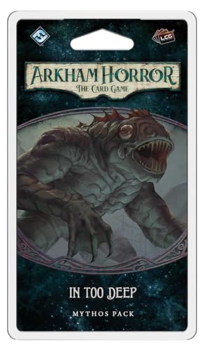 Arkham Horror The Card Game in Too Deep Mythos Pack - Unravel The Innsmouth Conspiracy! Cooperative Living Card Game, Ages 14+, 1-4 Players, 1-2 Hour Playtime, Made by Fantasy Flight Games - size: Mythos Pack, style: In Too Deep