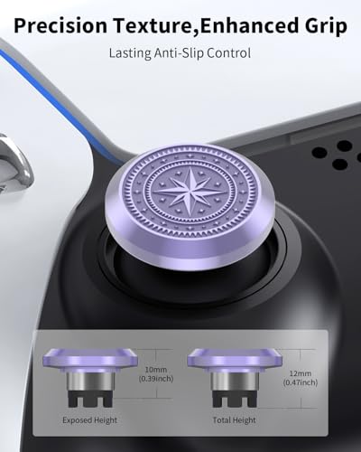 KD.FLY Metal Thumbsticks for PS5 Controller Joystick Replacement, Thumb Sticks for PS4 Controller, Custom Thumb Grips for Switch Pro Controller, 2 Joystick, 2 Thumbstick Base, Star - color: Star
