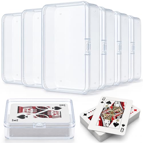 Kitoyz Playing Deck Card Cases Clear Plastic Trading Card Storage Box Acrylic Card Holder Box Compatible with Collectible Trading Card Cases, Each Case for 100 Pcs Cards (6 PCS) - size: 6PCS
