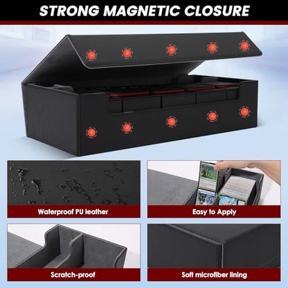 Premium Trading Card Storage Case TCG Deck Box Holds 800+ Sleeved Cards for MTG, YuGiOh, Uno, Sport with Strong Magnet Closure (Black) - color: A-Black - 800 Cards