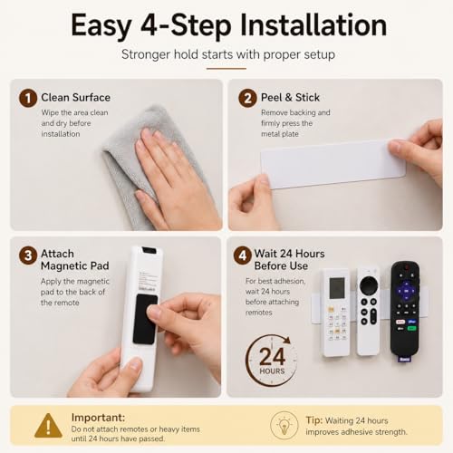 Magnetic Remote Control Holder Kit, Self-Adhesive Wall Mount Organizer for TV & AC Remotes, Flexible Magnetic Strip with Metal Plate, No-Drill, Fits Flat & Curved Surfaces (2 Pack, 2-in-1) - color: 2 Pack, 2-in-1 Kit