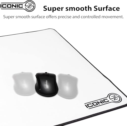 XL Extended Gaming Mouse Pad/Mat 34"x14"(White) - Large & Wide Desk Cloth Mousepad - Stitched/Water Proof/Non Slip Base - color: White, size: XL 34"x14"