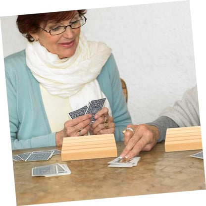 2pcs Wooden Card Holder Stand Simple Design for Display for Games and Home Decor Made from for Seniors