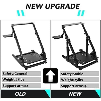 Gazzyt G29 Racing Steering Wheel Stand with Double Reinforced Arm Fit for Logitech G920 G923,for Thrustmaster T300 T300RS Foldable Ajustable Gaming Frame Without Wheel Pedal and Shifter