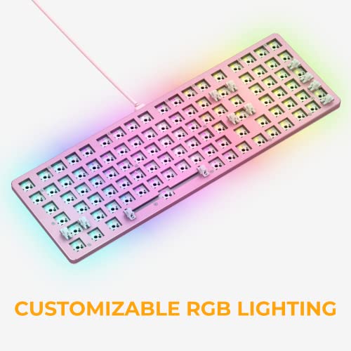 GLORIOUS Gaming GMMK 2 Full Size (96%) Barebones (Frame Only) - Mechanical Gaming Keyboard Frame, Full Size (96%), Aluminium, Customisable, Per Key RGB, American QWERTY Layout - Pink - color: Pink, size: Barebone Full Size (96%)