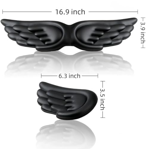 inbesk Angel Wing Wrist Rest Ergonomic Memory Foam Wrist Rest for Computer Keyboard Mouse Set, Cute Gaming Keyboard Cushion Hand Support PU Leather Surface Anti-Slip Waterproof Dirt Resistant (Black) - color: Black