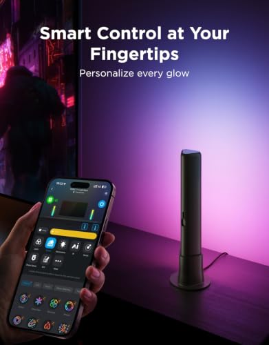 Govee Smart Light Bar, RGBICWW TV Lights for Living Room, Gaming, Black | Compatible with SmartThings, Matter, Alexa, LED Light Bar with Scene and Music Modes for Living Room, Gaming, PC, App Control - color: Black
