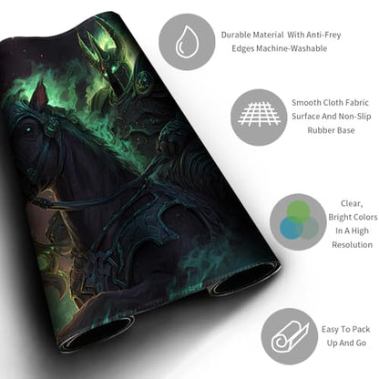 MTG Playmats(Stitched) 14x24in Compatible for OCG CCG RPG TCG Playmats with Card Zones Storage Bag (Apocalypse Knight-with Zone) - color: Apocalypse Knight-with Zone