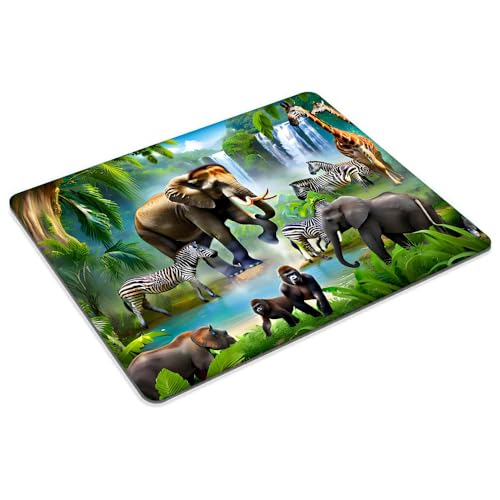 Square Mouse Pad Animal Paradise，Colorful Baby Elephant-1,Gaming Mouse Pads for Desk,Soft Computer Waterproof Non-Slip Mouse Mat - color: Animal Paradise