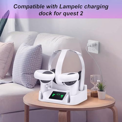 Lampelc Rechargeable AA Controllers Batteries with Controller Covers and VR Headset Magnetic C Connector, Replacement Parts for Quest 2 Charging Dock