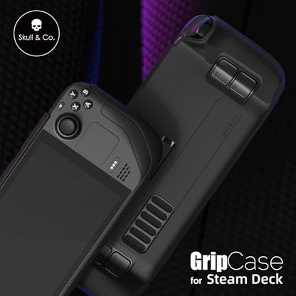 Skull & Co. GripCase Bundle for Steam Deck: Soft Protective Case with Textured Grips Full Protection and Stand, Non-Slip and Anti-Scratch Cover Design [with Slim Carrying Case] - Black - color: Black, size: GripCase Bundle