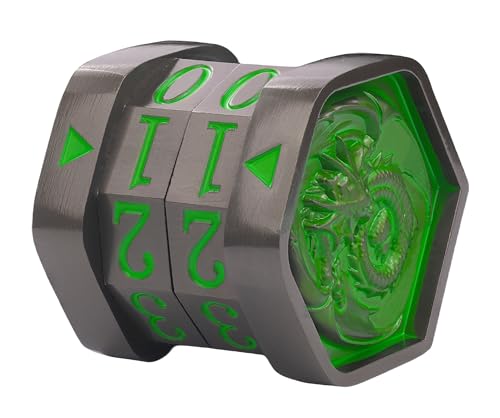 Metal MTG Life Counter, Life Counter MTG, Magic Life Counter Gift Box Packaging Suitable for Board Games, Card Games, Compatible with MTGs and TTRPG(Black Nickel_Green) - color: Black Nickel_green