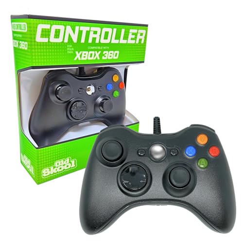 Old Skool Wired USB Controller for PC & Xbox 360 - Black | For Xbox 360, PC, Wired Connection, Controller Accessory, Black