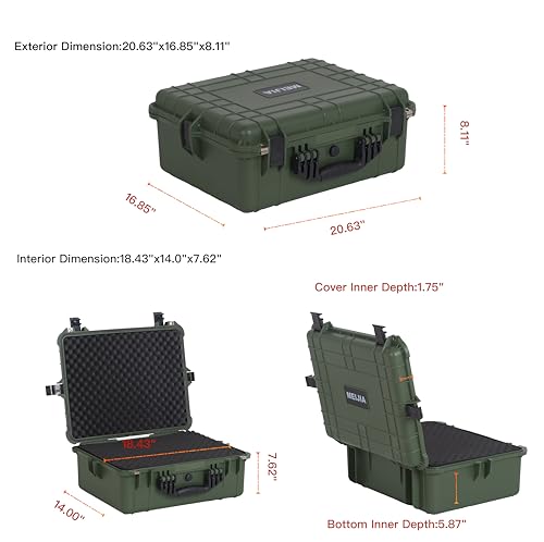 MEIJIA All Weather IP67 Waterproof Hard Camera Case,Hard Protective Case,Hard Case with Customizable Foam,Fit Use of Drones,Camera,Equipments,Pistols(Green,20.62 x16.85x8.11inches) - color: Green, size: 20.62 x16.85x8.11inches