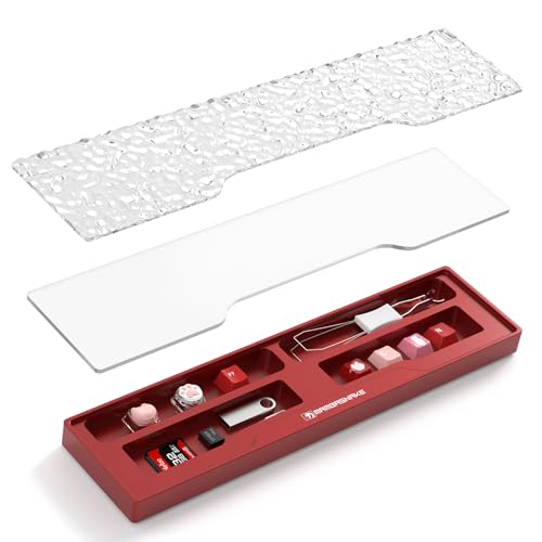 SELORSS x MANBASNAKE 68 Keys CNC Aluminum Alloy Keyboard Wrist Rest with Partition Storage Case, 2 Acrylic Top Covers, Ergonomic Non-Slip Support for Mechanical Keyboards, Ideal for Office/Home-Red - color: Red