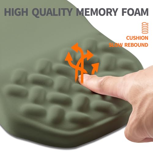 Ergonomic Slope Mouse Pad Wrist Support, Wrist Rest Mousepad for Carpal Tunnel Pain Relief with Massage Bulge and Slow Rebound Memory Foam (12x8 inch, Olive Green) - color: Am020-olive Green