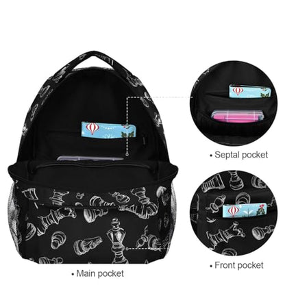 Backpack Black Chess Bookbag Daypack Travel Hiking Camping School Laptop Bag - color: Multi Pattern 22