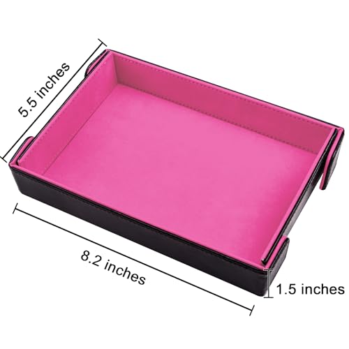 SIQUK Magnetic Folding Dice Tray Rectangle Dice Rolling Tray PU Leather Trays Foldable Holder Rolling Mat Storage Box for D&D RPG Games, Pink - color: Pink