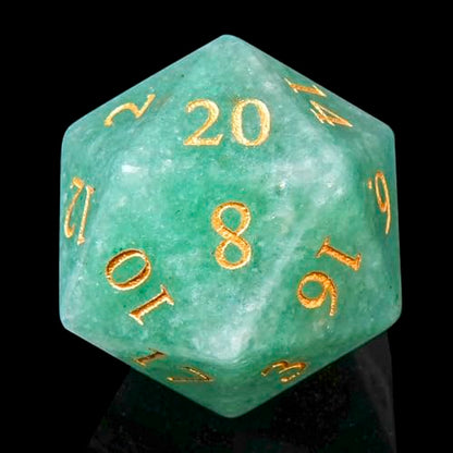 1PCS Gem D20 DND Dice - 25mm 20 Sided Crystal Green Aventurine D&D Dice for Dungeons and Dragons, RPG, Roleplaying Games MTG Table Games, Handmade Polyhedral Dice(Green Aventurine) - color: D20-green Aventurine