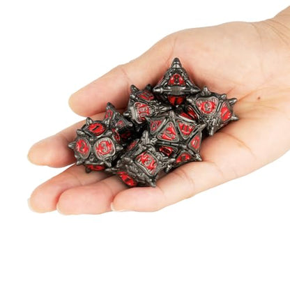 Surpass DND dice Metal dice Set for Dungeons & Dragons Black dice Set Metal Big Mouth Monster dice (Black-red) - color: Black-red