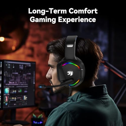 IMYB A36 Gaming Headset with Mic Stereo Headphones for Pc PS5, Xbox | RGB Wired Over-Ear Noise Cancelling for Xbox Series X/S, PS4, Nintendo Switch, Computer, Laptop, Mac - color: Blue