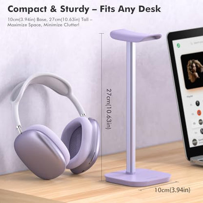 Headphone Stand, Desktop Headset Holder (Purple) Heavy Base Desk Earphone Stand Aluminum Gaming Headset Hanger Rack for AirPods Max, AirPods, AirPods Pro, Beats, Bose - color: Purple