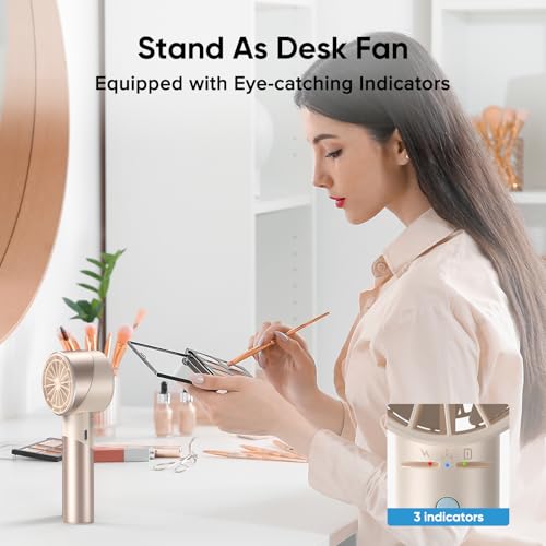 AMACOOL Portable Handheld Turbo Fan, 4 Speeds Wind with Cool Metal Body, 17Hrs Runtime Rechargeable Battery Personal Fan, Mini Pocket Fans for Girl Woman Man Travel Makeup Camping Outdoor-Beige - color: Beige, style: No Ice Cooler