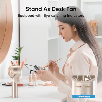 AMACOOL Portable Handheld Turbo Fan, 4 Speeds Wind with Cool Metal Body, 17Hrs Runtime Rechargeable Battery Personal Fan, Mini Pocket Fans for Girl Woman Man Travel Makeup Camping Outdoor-Beige - color: Beige, style: No Ice Cooler