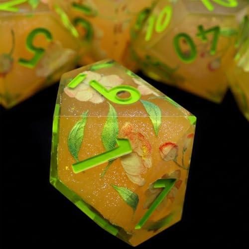 XENOLUX Resin DND Dice Set for Dungeons and Dragons - Polyhedral Floral RPG Dice for Tabletop Board Games(L18) - color: L18