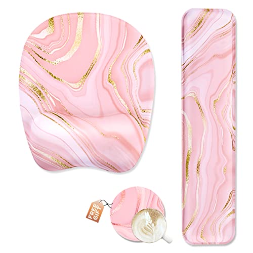 Keyboard Wrist Rest Mouse Pad Wrist Support for Computer Desktop/Laptop/Notebook Memory Foam Keyboard Pad Ergonomic Hand Rest Wrist Cushion for Home Office Gaming - Pink Fluid - color: Pink Fluid