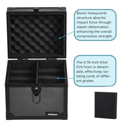 Graded Card Storage Box & Waterproof PSA Slab Case with Two Keys Lock (7.87"x6.69"x7.17") - Sports Card Carrying Case for Toploader/Trading Cards (black) - color: black