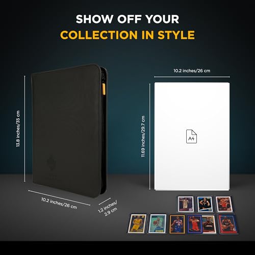 Card Guardian - 9 Pocket Premium Black Card Binder with Zipper for 360 Cards - Trading card binder with Side Loading Pockets for Trading Card Games -TCG Binder (Black) - color: Black