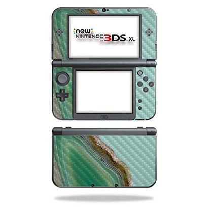 MightySkins Carbon Fiber Skin for Nintendo New 3DS XL (2015) - Green Agate | Protective, Durable Textured Carbon Fiber Finish | Easy to Apply, Remove, and Change Styles | Made in The USA - color: Green Agate