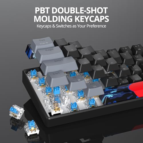 60% Mechanical Keyboard Grey and Black, Compact 60 Percent Gaming Keyboard RGB Backlit, 61 Keys Mini Keyboard, USB Wired Office Keyboard for Windows Mac Laptop PC (61 Dark/Blue Switches) - color: 61 Dark/Blue Switch