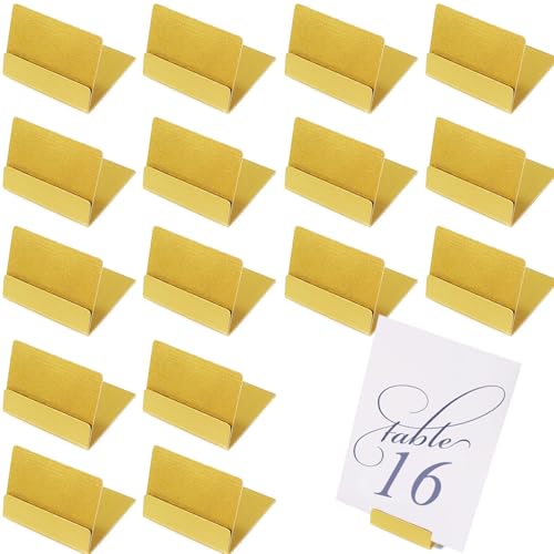 Tinsow 16 Elegant Gold Table Number Holders, Perfect Metal Place Card Stands and Picture Frame Display for Wedding Reception, Anniversary, Birthday Party Decorations