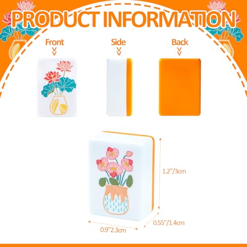 American Mahjong Tile Set, 160 Orange Engraved Melamine Mahjong Tiles with Mahjong Tile Bag and Mahjong Accessories - color: Orange