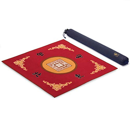 Yellow Mountain Imports Multi-Purpose Table Cover for Mahjong, Poker, Card Games, Board Games, Tile Games, and Dominoes - Vibrant Red, 31.1 Inches - color: Red