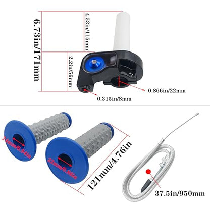 22mm 7/8" Throttle Twists Grip with Throttle Cable Upgraded Universal for Off-Road Motorcycle 250 Dirt Pit Motor Mini Bike YCF CRF70 TTR SSR KLX110 Thumpstar - color: Blue