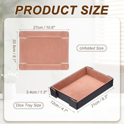 uxcell PU Leather Dice Tray, Rectangle Magnetic Folding Velvet Portable Folding Dice Rolling Tray for Table Games Keys Wallet Watch Coin, Peach Red - color: Peach Red
