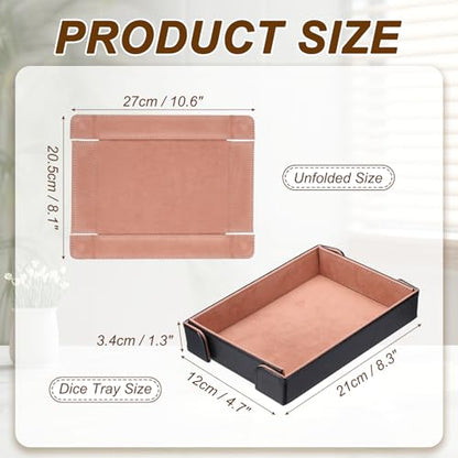 uxcell PU Leather Dice Tray, Rectangle Magnetic Folding Velvet Portable Folding Dice Rolling Tray for Table Games Keys Wallet Watch Coin, Peach Red - color: Peach Red
