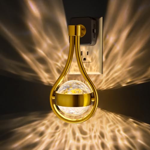 LED Night Lights Plug into Wall, 330° Rotating Night Light | Dusk to Dawn Sensor, 0-100LM Dimmable Nightlight Adjustable Brightness, 3000K Warm White for Hallway, Bedroom, Stairway - color: Gold Drop