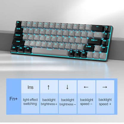 MageGee Portable 60% Mechanical Gaming Keyboard, MK-Box LED Backlit Compact 68 Keys Mini Wired Office Keyboard with Blue Switch for Windows Laptop PC Mac - Grey/Black - color: Grey/Blue Switch