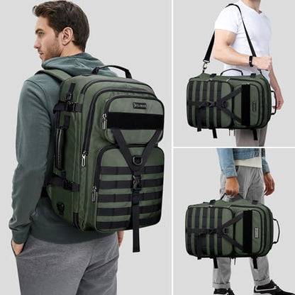 WITZMAN Travel Backpack for Men 45L Convertible Bag Fits 17" Laptop | Large Nylon Carry on Luggage Bag, 3 in 1 Laptop Backpack Airline Approved, For Weekend Getaway, Overnight Trip, B688 Green - color: Light Green