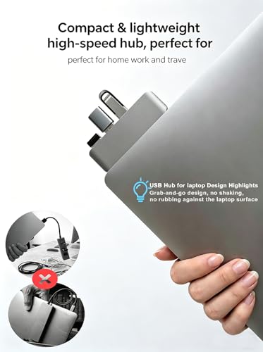 Right USB Hub, Cable-Free USB Splitter,Portable USB Hub for Laptop | One-hand Operation & Device Protection,Plug and Play,cordless integrated design,5Gbps High Speed Transfer - style: Right USB 3.0 Hub