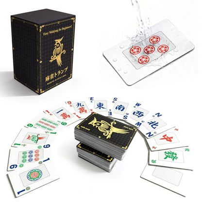 144-Pcs Japan Mahjong Playing Cards - Waterproof & Non-Slip PVC Material, Large Font for Easy Reading, Durable & Portable, Ideal for Beginners & Elderly, Perfect for Travel, Camping,Family Games - style: Japan Mahjong Playing Cards