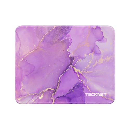 TECKNET Mouse Pad with Anti-fray Stitching, Waterproof Surface & Non-Slip Rubber Base with Stitched Edges Gaming Mouse Mat for Laptop，Compatible with Laser and Optical Mice - Purple Marble - color: Purple Marble-1 Pack