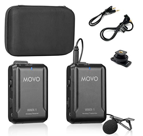 Movo WMX-1 2.4GHz Wireless Lavalier Microphone System Compatible with DSLR Cameras, Camcorders, iPhone, Android Smartphones, and Tablets (200' ft Audio Range) - style: 1 Transmitter