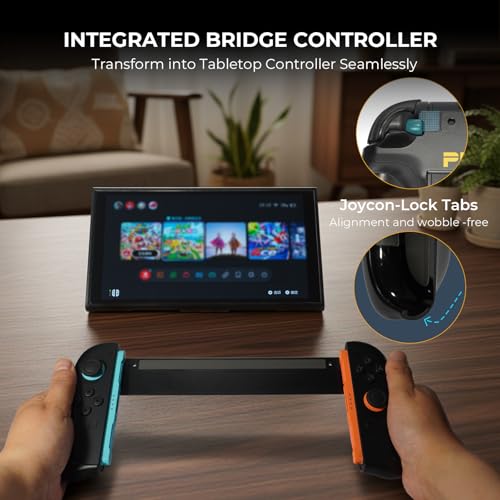 Plenbo - FoldeX Switch 2 Grip Case with Detachable Flip Cover- Black | Dockable Ergonomic Handheld Protective Hard Shell for Nintendo Switch 2, 3-Mode Compatible Joy-Con 2 Controller Grip - color: Black
