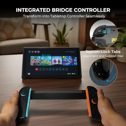 Plenbo - FoldeX Switch 2 Grip Case with Detachable Flip Cover- Black | Dockable Ergonomic Handheld Protective Hard Shell for Nintendo Switch 2, 3-Mode Compatible Joy-Con 2 Controller Grip - color: Black
